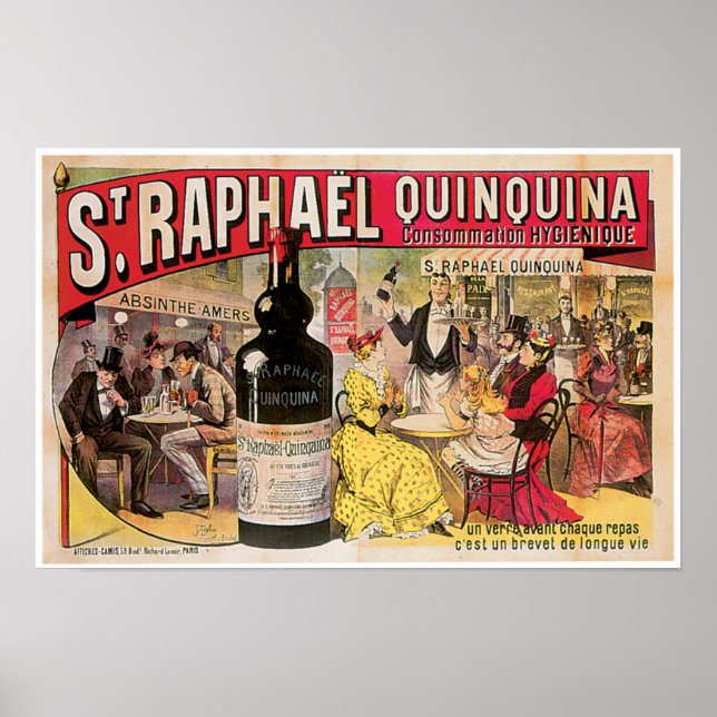 St. Raphael Quinquina Vintage Wine Ad Art Poster (Front)