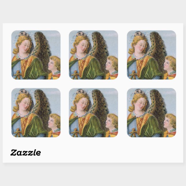 St. Raphael the Archangel & Tobias (detail; M 017) Square Sticker (Sheet)