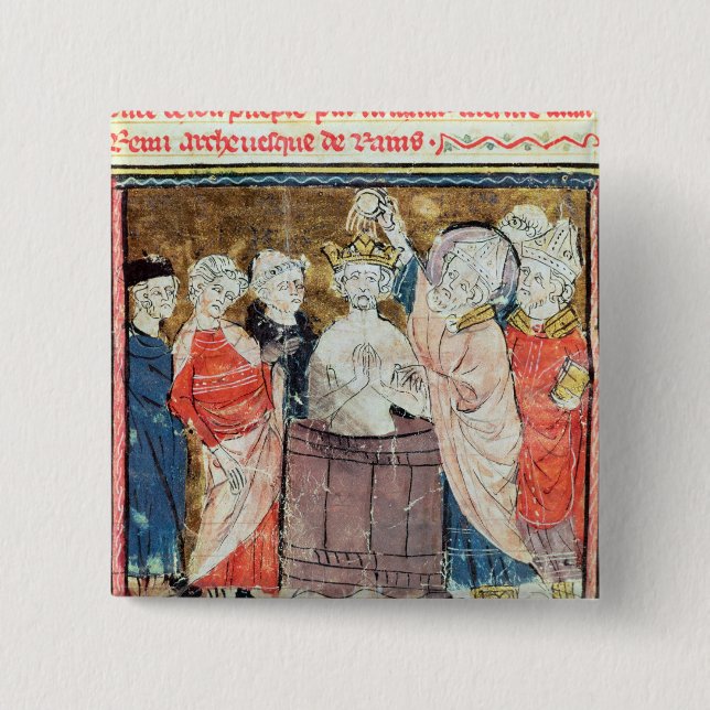 St. Remigius, Bishop of Rheims  baptising 15 Cm Square Badge (Front)