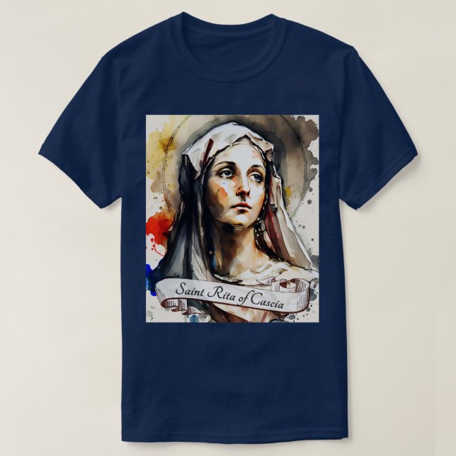 St Rita of Cascia Catholic Church Saints Religious T-Shirt (Design Front)