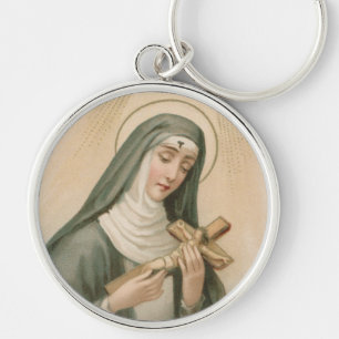 St. Rita of Cascia (M 015) Premium Round Metal Key Ring