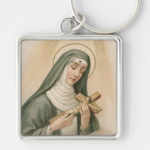 St. Rita of Cascia (M 015) Premium Square Metal Key Ring