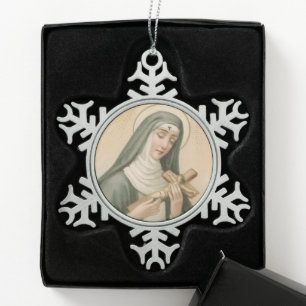 St. Rita of Cascia (M 015) Snowflake Pewter Christmas Ornament