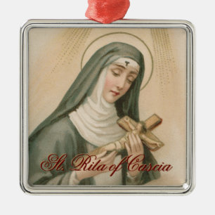 St. Rita of Cascia (M 015) Square Metal Tree Decoration