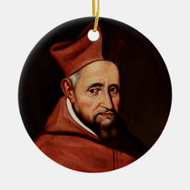 St. Robert Bellarmine Roman Library Art Ceramic Tree Decoration (Front)