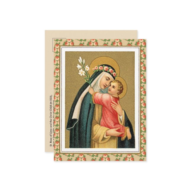 St. Rose of Lima and the Christ Child (M 023) Postcard (Front/Back In Situ)