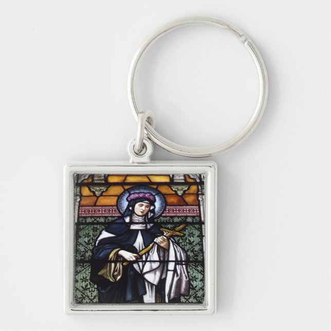St. Rose of Lima -pray for us-stained glass window Key Ring (Front)