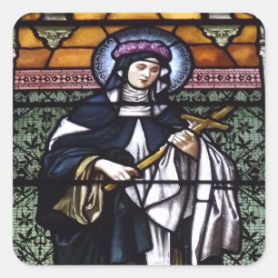 St. Rose of Lima -pray for us-stained glass window Square Sticker