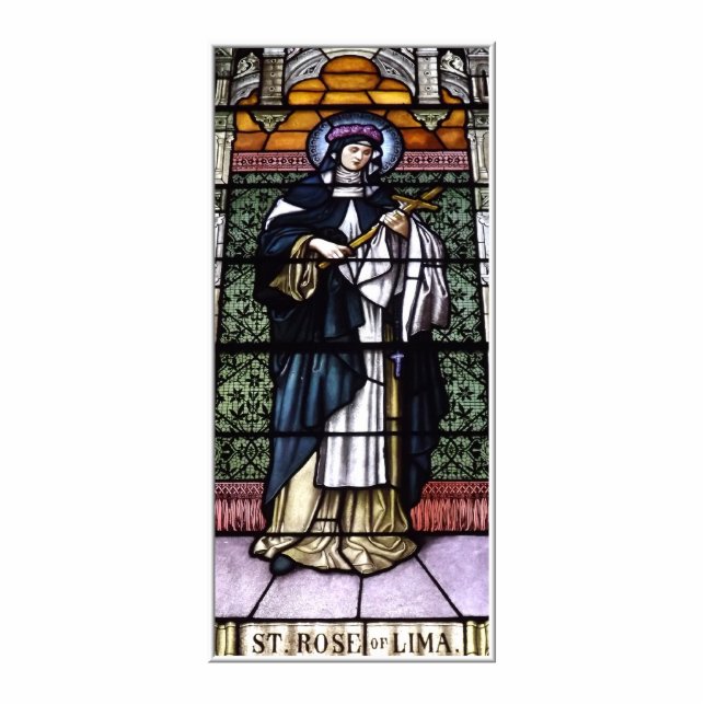 St. Rose of Lima -pray for us-stained glass window Standing Photo Sculpture (Front)