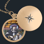 St. Rose of Lima Stained Glass Necklace<br><div class="desc">Necklace is from a photograph of a St. Rose of Lima Stained Glass Window</div>