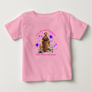 St. Saint Francis of Assisi Catholic girl pink Baby T-Shirt
