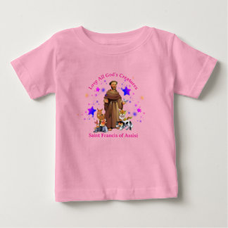 St. Saint Francis of Assisi Catholic girl pink  Baby T-Shirt