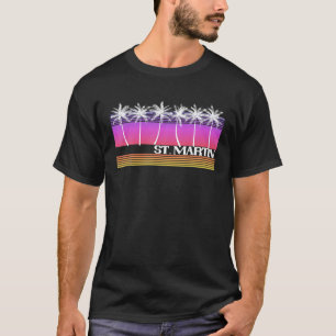 St. Saint Martin Island Retro Beach Vintage Sunset T-Shirt