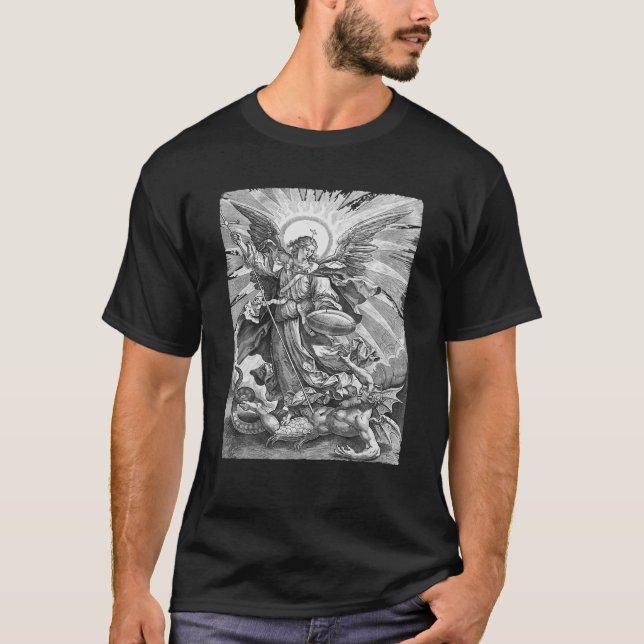 St Saint Michael The Archangel Catholic Angel Warr T-Shirt (Front)