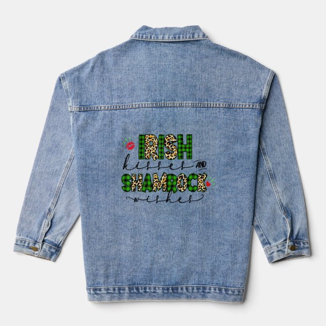 St Saint Patrick's Day  Love Shamrock Lucky  Denim Jacket (Back)