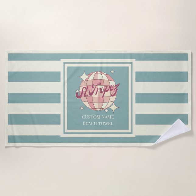 St Saint Tropez holiday vacation name Beach Towel (Front)