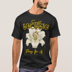 St Scholastica Saints Catholic Lily Purity T-Shirt