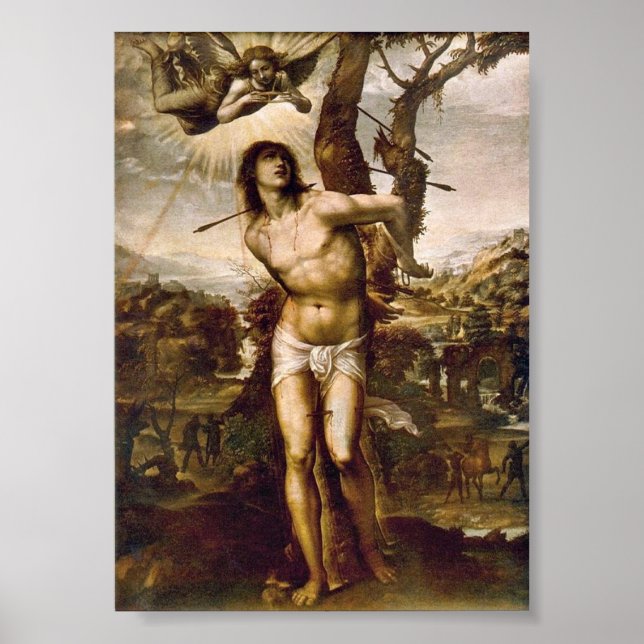 St. Sebastian and Madonna with Saints by Il Sodoma Poster (Front)