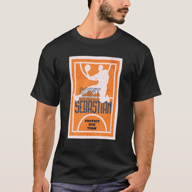 St Sebastian Basketball Dunk Patron Saint of Sport T-Shirt (Front)