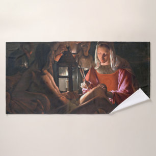 St. Sebastian Embraced by Irene, La Tour Bath Towel