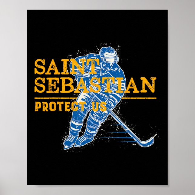St Sebastian Hockey Patron Saint Of Sports Athlete Poster (Front)