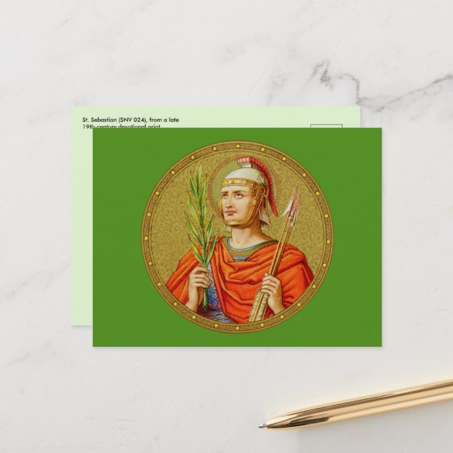 St. Sebastian (SNV 24) (Round Image) Horizontal Po Postcard (Front/Back In Situ)