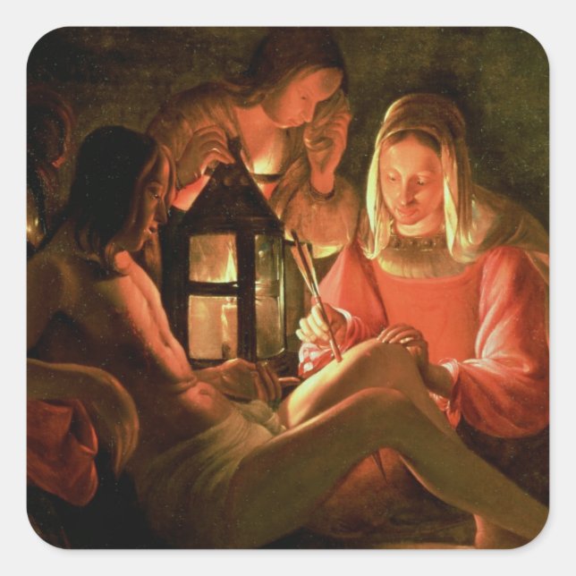St. Sebastian tended by the Holy Woman (oil on can Square Sticker (Front)