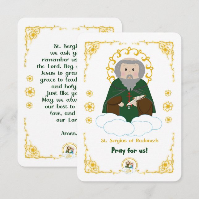 St. Sergius of Radonezh Holy Card (Front/Back)