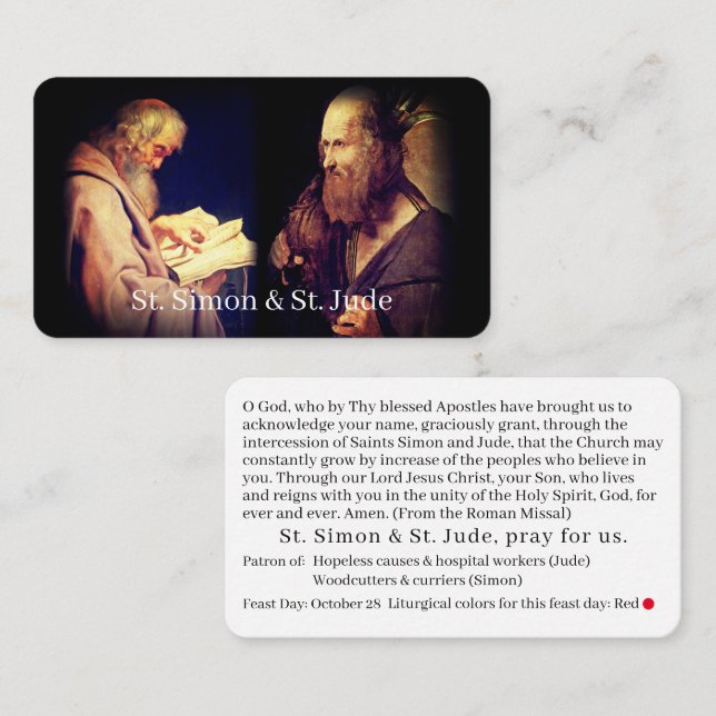 St. Simon & St. Jude Prayer Card (Front/Back)