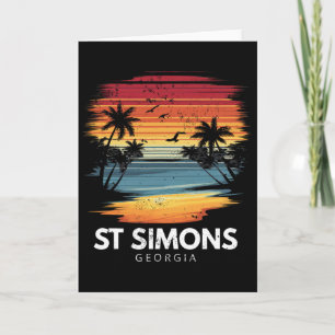 St Simons Beach Georgia Surfboard Surfing Vintage Card