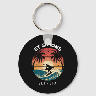 St Simons Beach Georgia Surfboard Waves Beach Key Ring