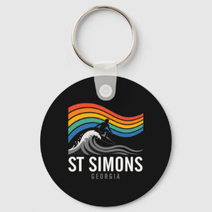 St Simons Beach Georgia Surfboarder Surfing Men Key Ring