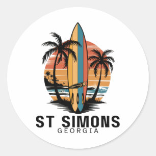 St Simons Beach Georgia Surfing Surfer _1 Classic Round Sticker