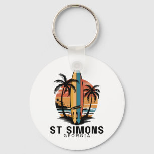 St Simons Beach Georgia Surfing Surfer _1 Key Ring