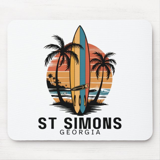 St Simons Beach Georgia Surfing Surfer _1  Mouse Mat (Front)