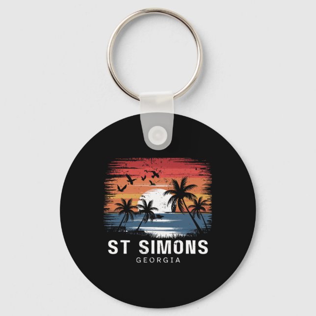 St Simons Beach Georgia Surfing Surfer  Key Ring (Front)
