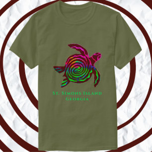 St. Simons Island GA Colourful sea turtle T-Shirt