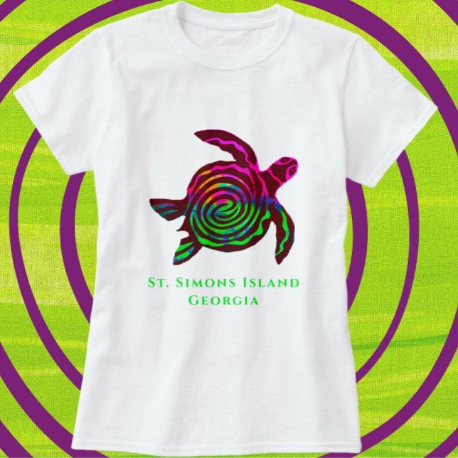 St. Simons Island GA Colourful sea turtle T-Shirt (Creator Uploaded)