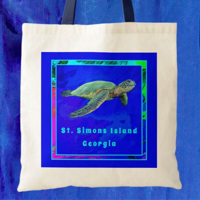 St. Simons Island GA Ocean Blue Sea Turtle  Tote Bag (Creator Uploaded)