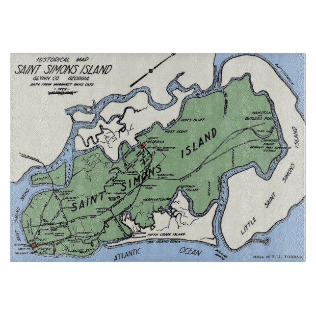 St Simons Island Map  Cutting Board (Front)