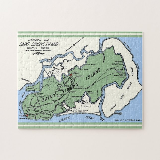St Simons Island Map  Jigsaw Puzzle (Horizontal)