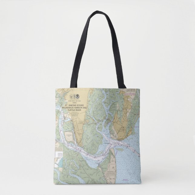 St Simons Sound Brunswick Harbour and Turtle River Tote Bag (Front)