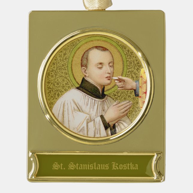 St. Stanislaus Kostka (SNV 25) Gold Plated Banner Ornament (Front)