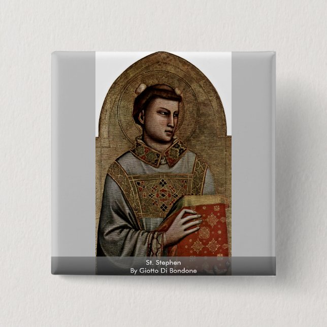 St. Stephen By Giotto Di Bondone 15 Cm Square Badge (Front)