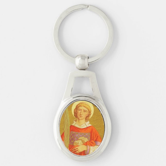 St. Stephen the ProtoMartyr (PM 08) Oval Metal Key Ring (Front)