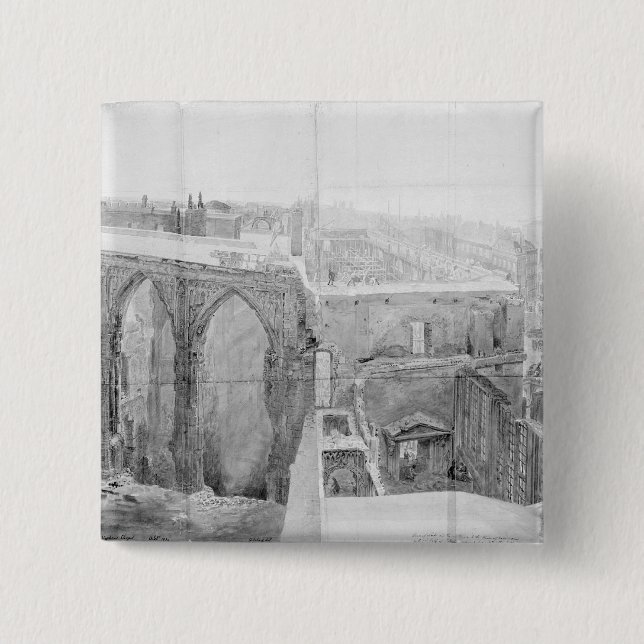 St. Stephen's, House of Lords after the fire 15 Cm Square Badge (Front)