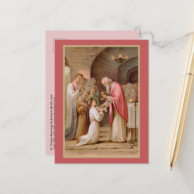 St. Tarcisius Receiving the Eucharist (BL 02) Postcard (Front/Back In Situ)