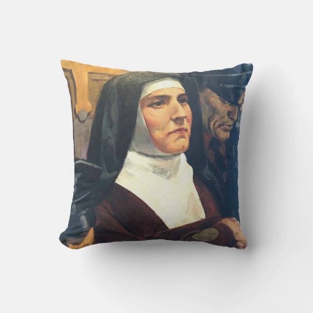 St. Teresa Benedicta of the Cross & St John of God Cushion (Front)