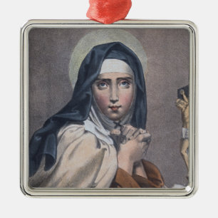 St. Teresa of Avila (M 008) Square Metal Tree Decoration