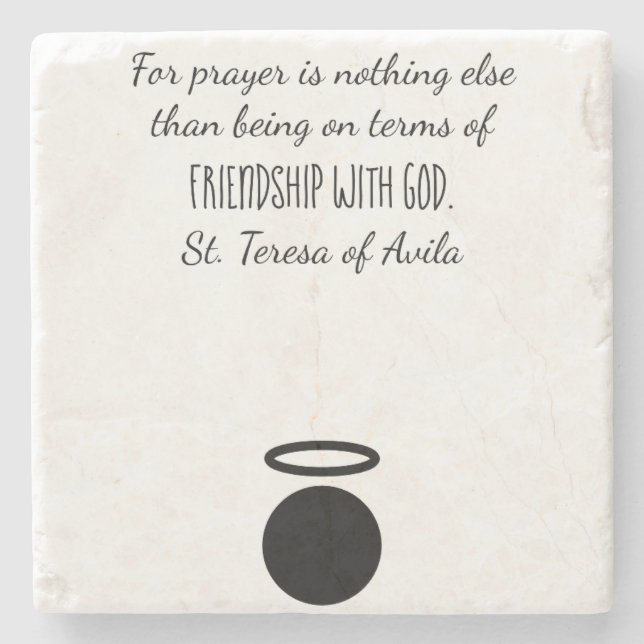 St. Teresa of Avila Quote Stone Coaster (Front)
